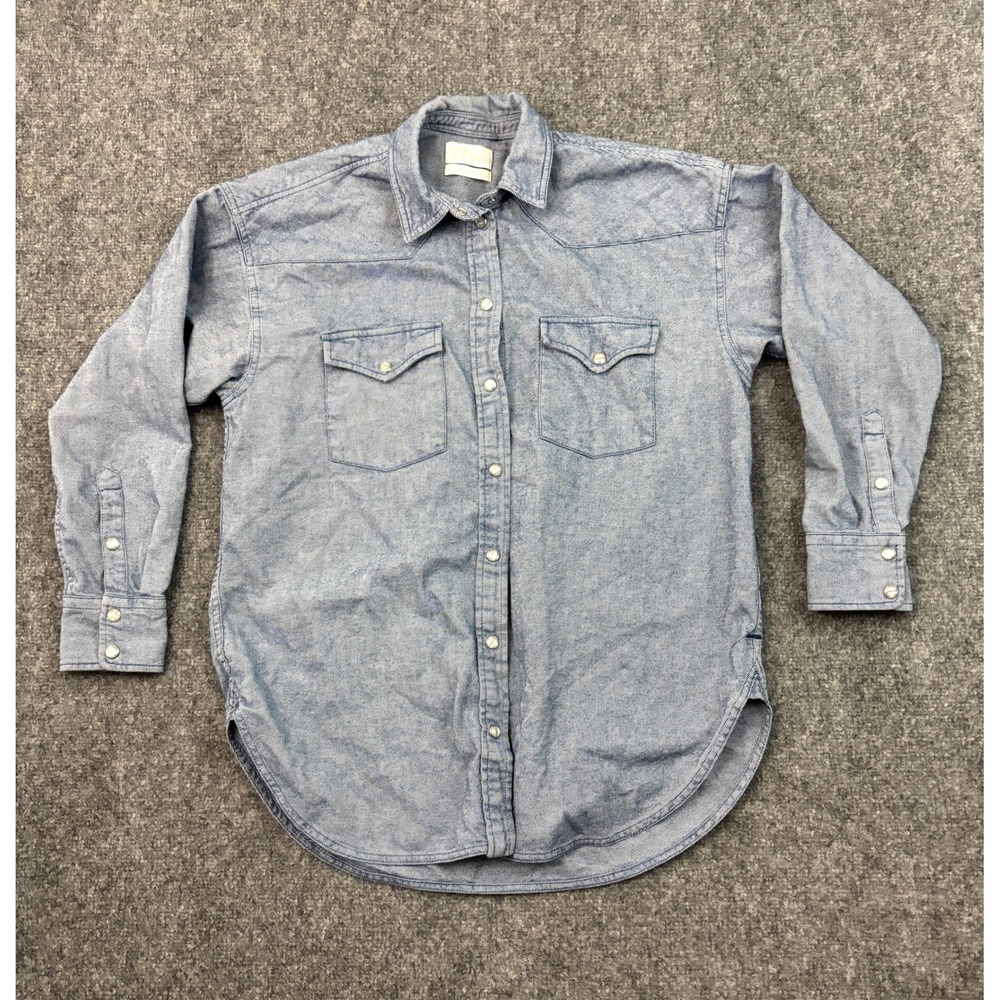 J.Crew Relaxed Chambray Western Snap Front Shirt Women's Size 4 Blue Denim